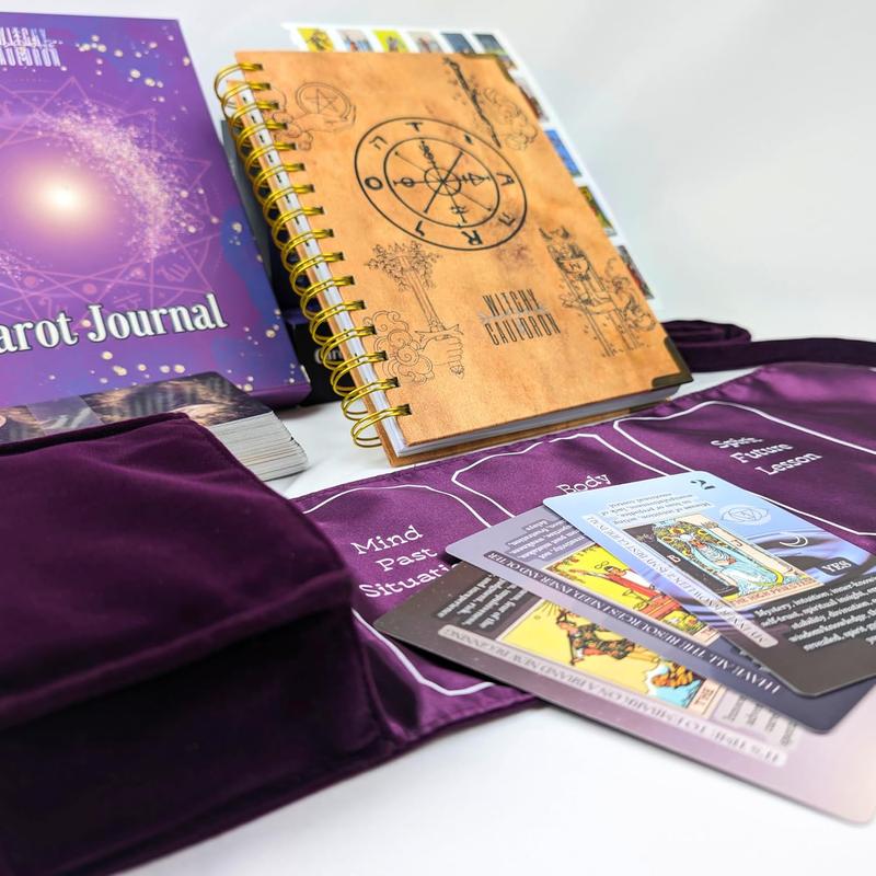 Tarot Learning Set for Beginners: Tarot Cards, Journal, Holder, and Guidebook - Purple