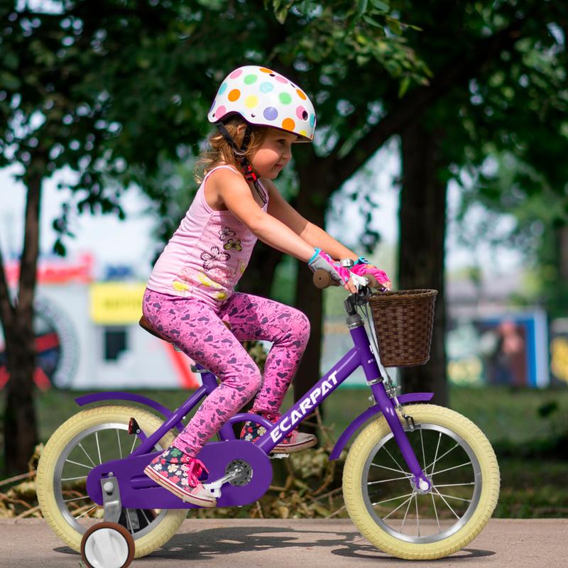 Ecarpat Kids'Bike Girls Bike 12 14 16 Inch Wheels,1-Speed Child Bicycles For 3-6 Years,With Removable Training Wheels Baby Toys,Front V Brake,Rear Holding Brake, Pink Purple Color