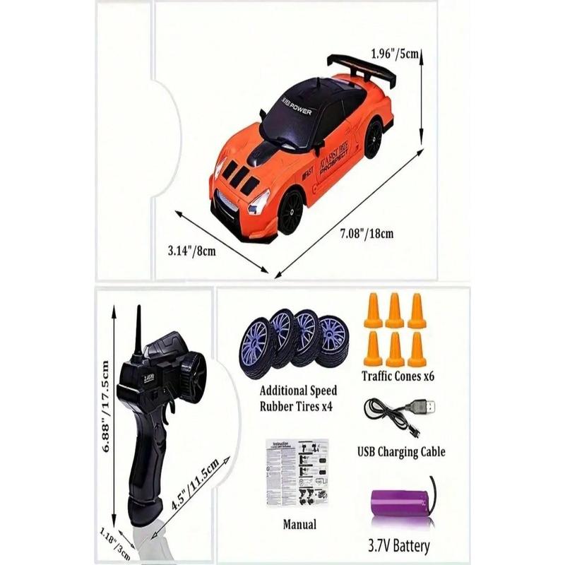 Remote-Controlled Racing Car, 2.4G Mini Four-Wheel Drive Racing Car, High-Speed Toy Car, Up To 15mph, Aluminum Alloy Hood, Replaceable Tires, Children's Christmas gifts