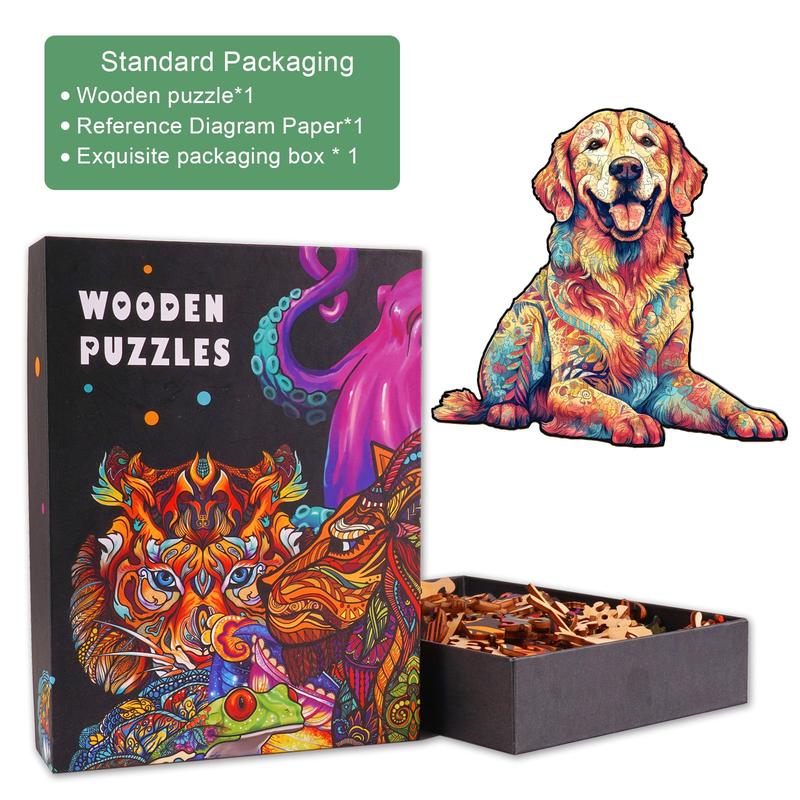 Loyal Golden Retriever Wooden Jigsaw Puzzle