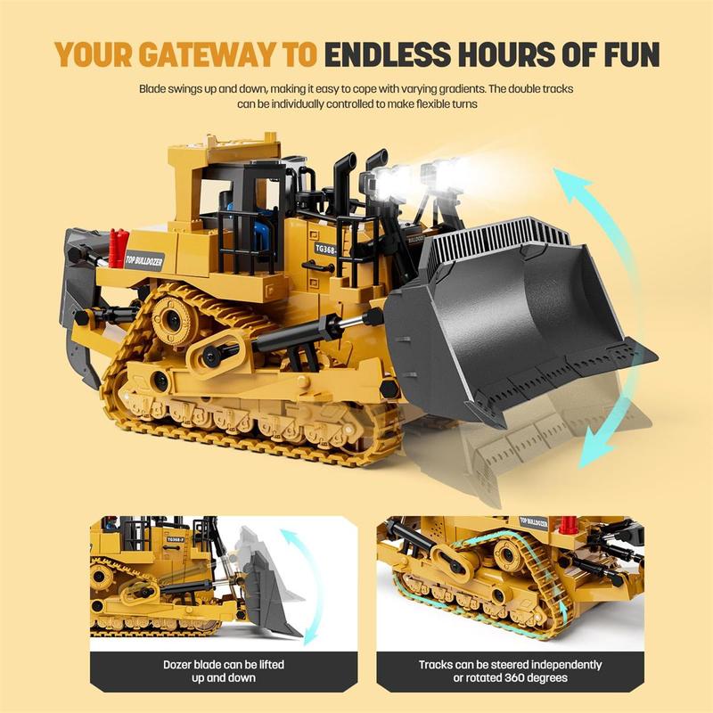 Remote Control Excavator Toy, 1 Box Realistic Remote Control Excavator Toy with Light & Sound, Track Type Tractor Toy, Ideal Gift for Kids, Toys for Adults