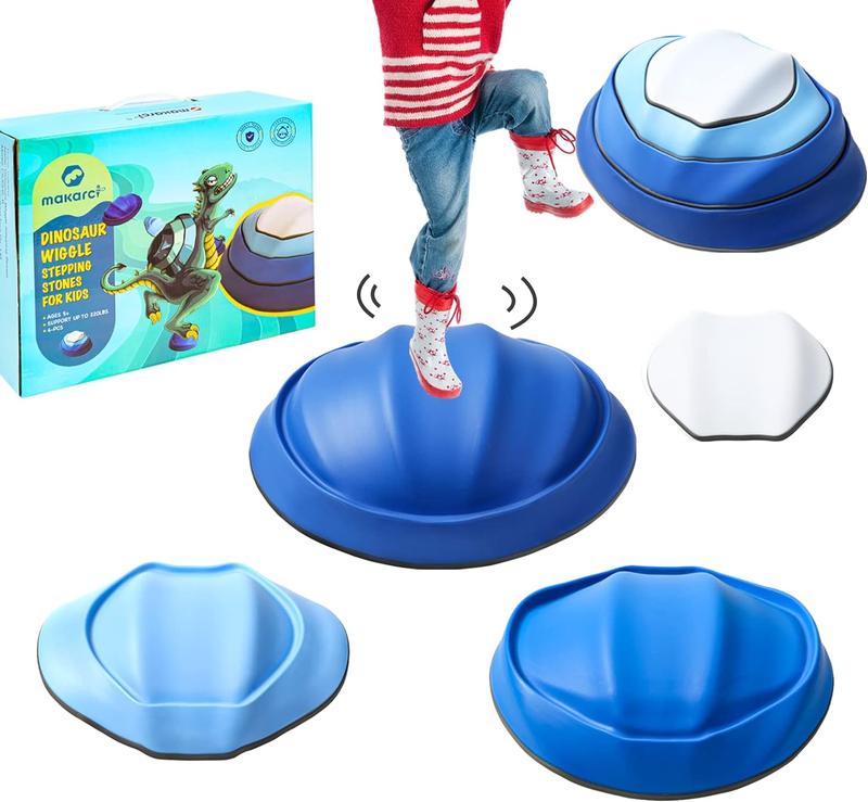 makarci Swinging Stepping Stones for Kids, 4pcs Non-Slip Plastic Balance River Stones for Promoting Children's Coordination Skills Sensory Play Equipment Toys Toddler Ages 3 4 5 6 7 8 Years