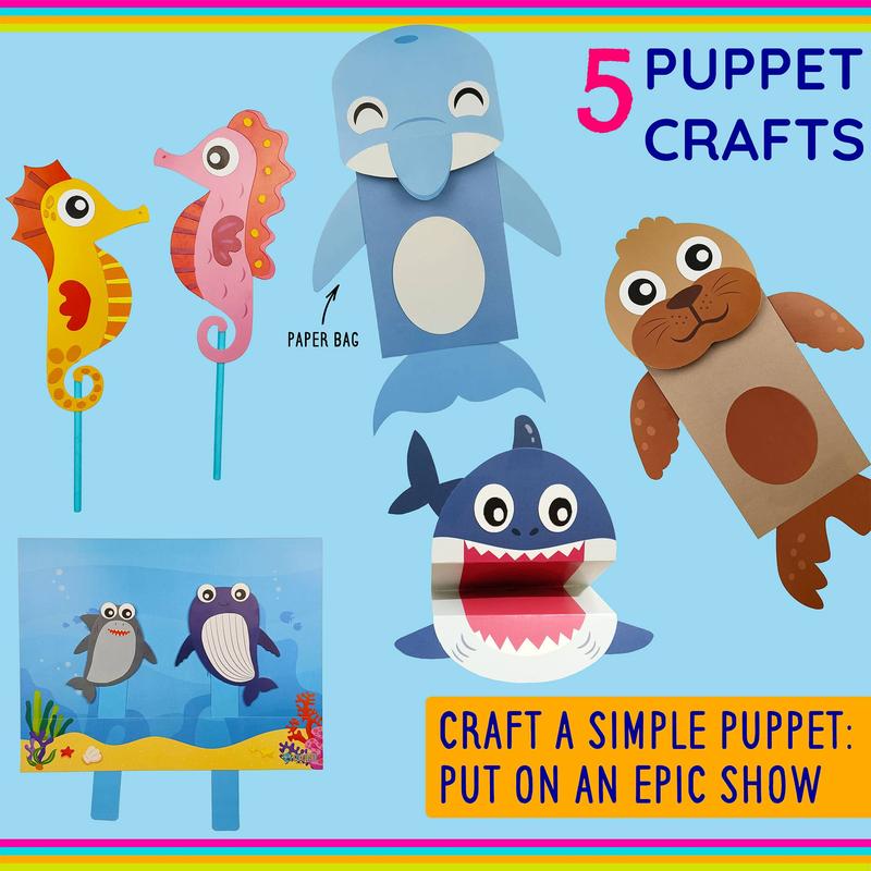 20 Crafts in a Box - Simple Under the Sea Mermaid Paper Crafts for Kids Ages 3-8 - Low Mess - Easy to complete crafts with little help