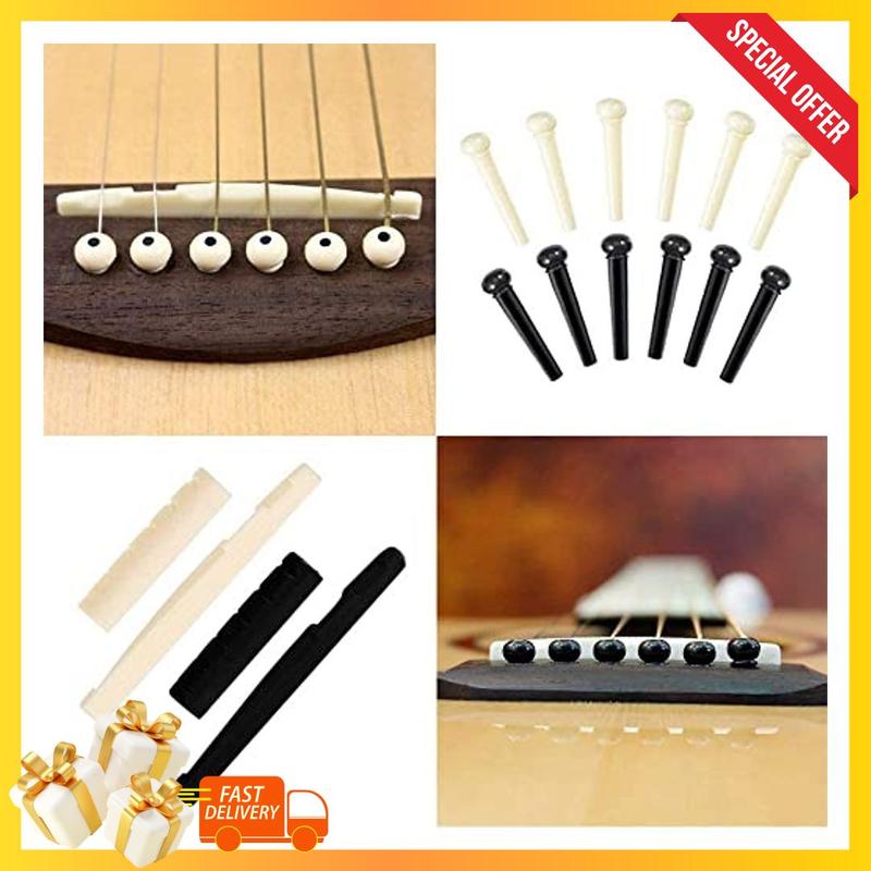 60PCS Acoustic Guitar Accessories Kit Including Guitar Strings, Tuner, Capo, 3-in-1 Restring Tool, Pick Holder, Bridge Pins, Nuts & Saddles, Finger Protector, Finger Picks, Fretboard Stickers