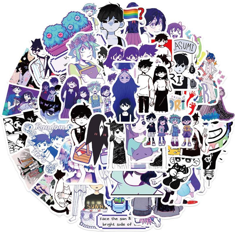 Cartoon Omori Sticker, 50pcs set Creative Funny Sticker, Decorative Sticker for DIY Scrapbooking, Journaling, Gift Wrapping