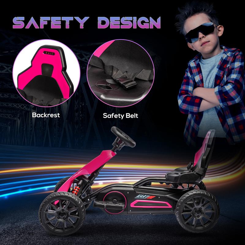 Aosom 12V Electric Go Kart for Kids, Outdoor Ride-On Toy with Forward Backward Drive & Adjustable Speed, Gift for Child 3-8 Years Old