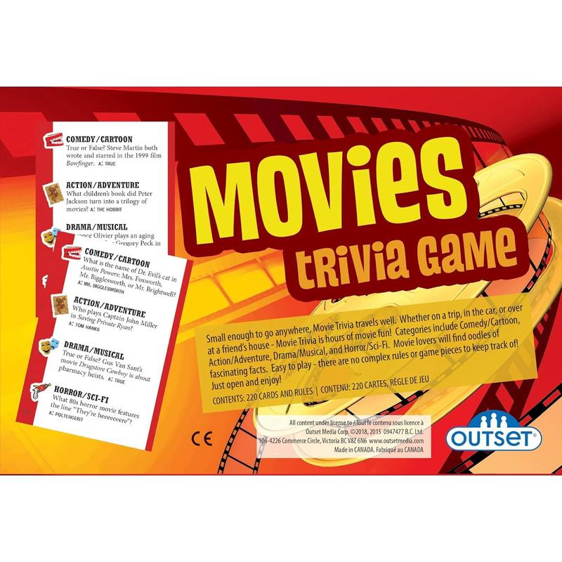 Cobble Hill Puzzle Company Ltd. Outset Media Movies Trivia Game - Party Game - Family Game - Travel Game - Fun and Easy to Play - 1200 Trivia Questions - for 2 or More Players - Ages 12+