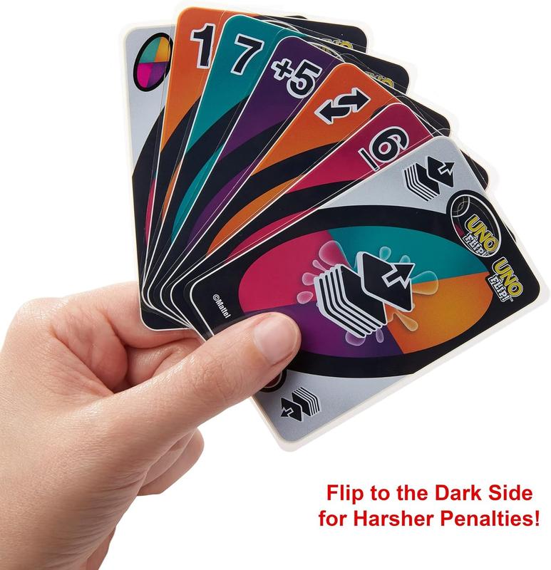 Mattel Games UNO Flip! Splash Card Game for Kids, Adults & Game Night with Water-Resistant Double-Sided Cards