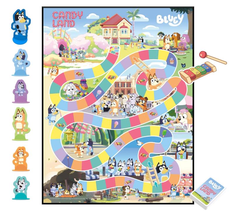 Hasbro Gaming Candy Land Bluey Edition Board Game | Ages 3 and Up | 2-6 Players | Play as Dad, Mum, Bluey, Bingo, Muffin, or Socks | Preschool Games | Kids Gifts