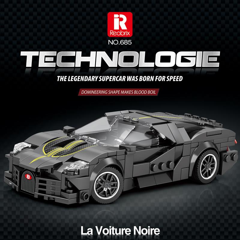 Reobrix La Voiture Noire Supercar Building Set, Super Race Vehicles Building Toy Birthday for Kid Aged 6+.(339PCS)