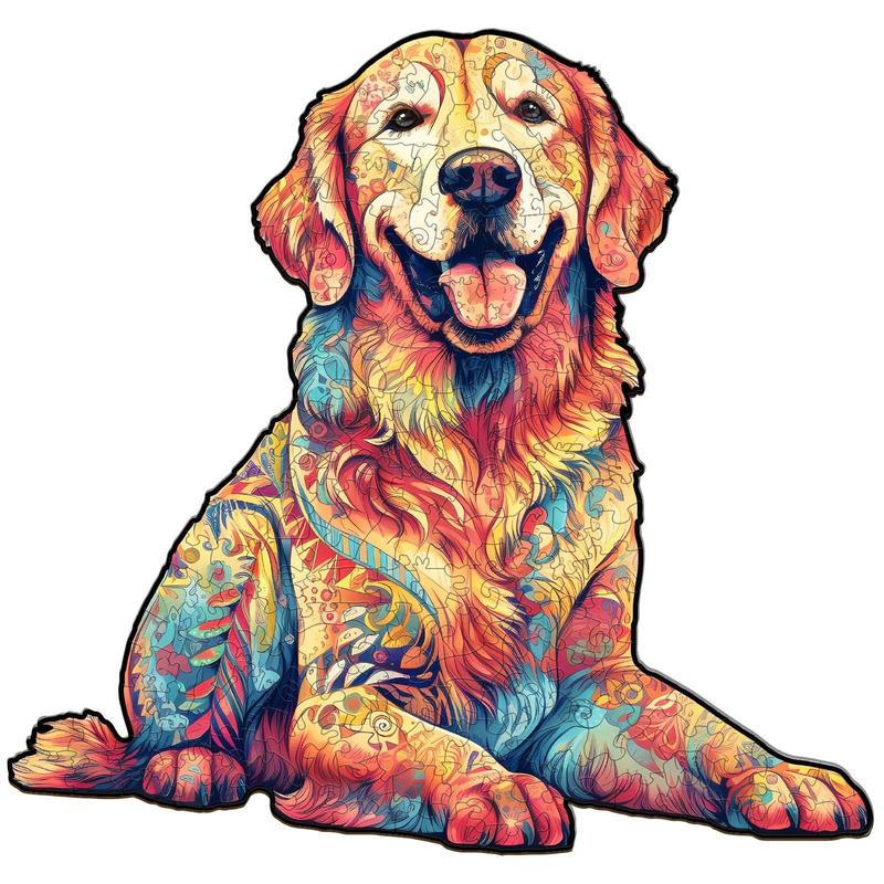 Loyal Golden Retriever Wooden Jigsaw Puzzle