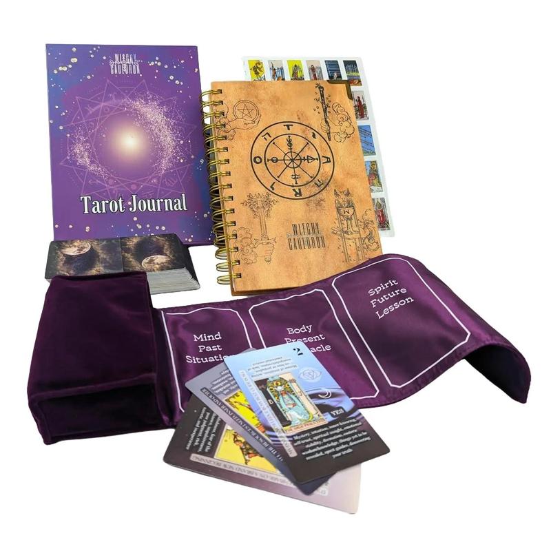 Tarot Learning Set for Beginners: Tarot Cards, Journal, Holder, and Guidebook - Purple