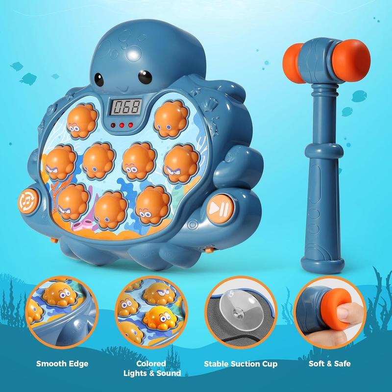 Exquisite gifts, Christmas gifts, birthday gifts，Blue Whack A Mole Game ，Interactive Educational Toys with Sound and Light,Developmental Toy,,Soft Hammers，