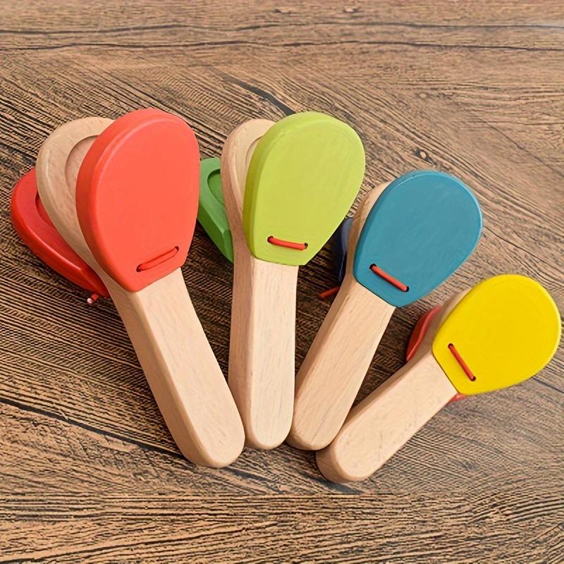 Random Color Wooden Percussion Handle, 1 Count Colorful Castanets, Musical Instrument for Teenager, Music Toys for Teenager, Creative Gifts, Christmas Gift