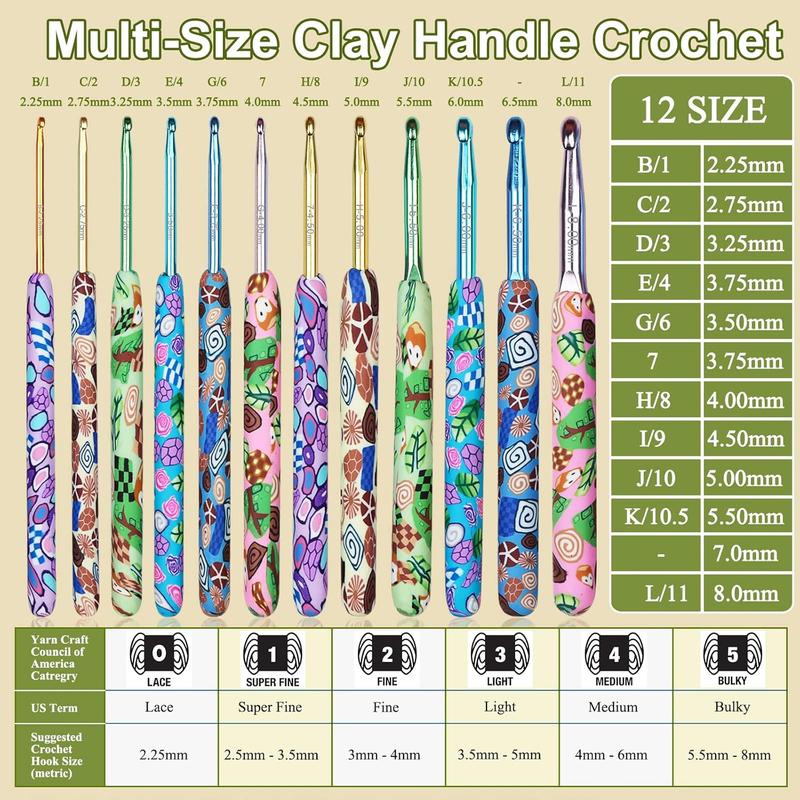 12 Sizes Crochet Hooks Set with Case, Comfort & Sturdy Forest Crochet Hooks  Soft Grip for Crocheting Yarn, Crochet Counter Track Stitches, Ideal Crochet Starter Kit for Crochet Lover