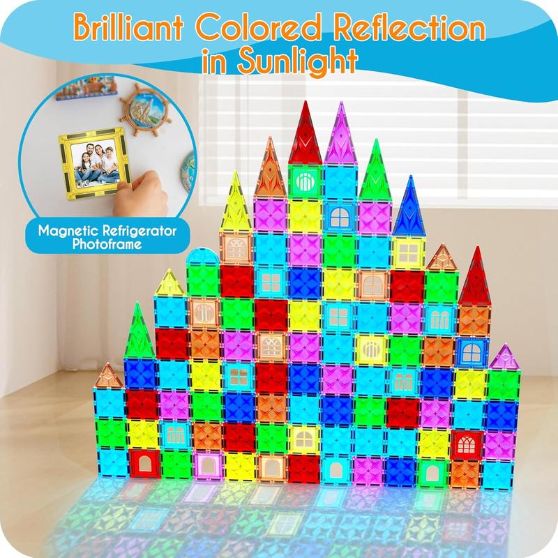 MikiBlue Magnetic Building Tiles Set for Kids 75 PCS Magnetic Blocks Shapes Toys