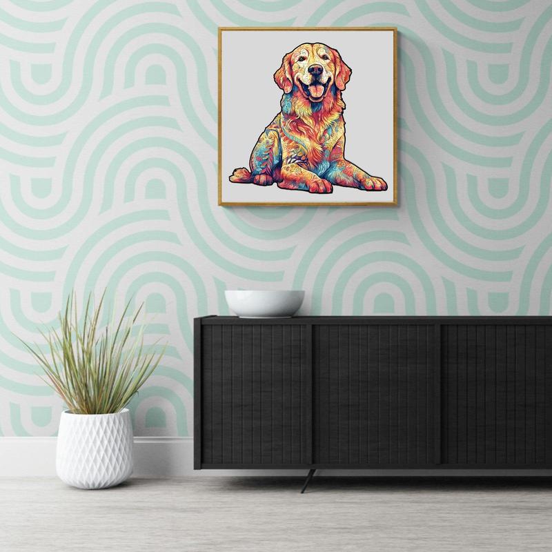 Loyal Golden Retriever Wooden Jigsaw Puzzle