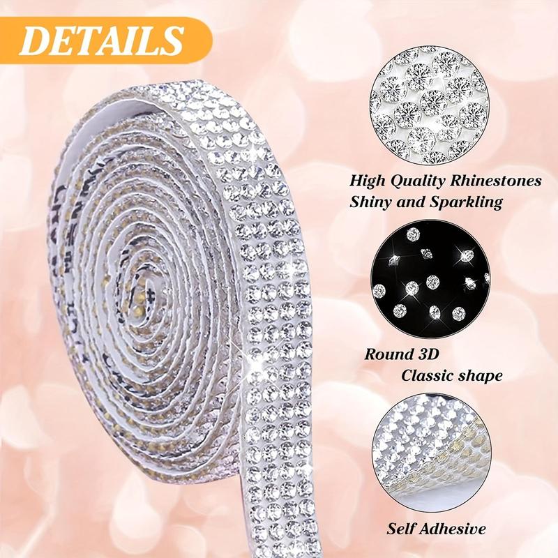 Rhinestone Ribbon, 10pcs Self-adhesive Sparkling Rhinestone Ribbon, Colorful Rhinestone Ribbon for DIY Crafts, Wedding Decoration, Car & Mobile Phone Decoration