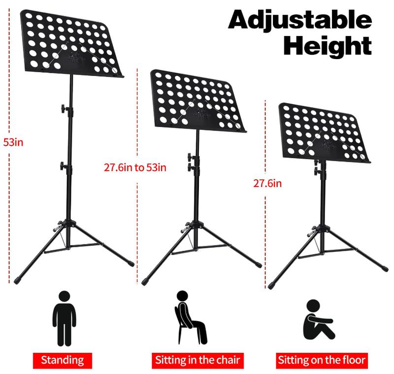 Adjustable Music Stand with Carrying Bag, Professional Music Book Holder Music Sheet Clip Holder, 1 2 3 Pack Sheet Music Stand(1 Pack)