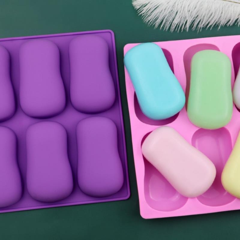 6 Cavity Silicone DIY Handmade Oval Silicone Mold for Soap Bar Making Crafts