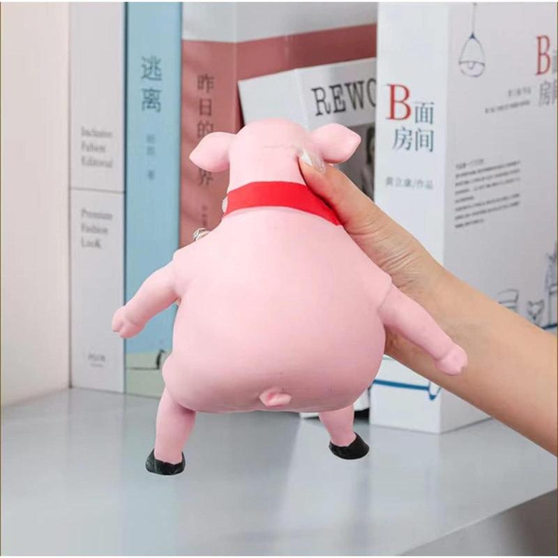 Stretchy Glue-Sand Filled Rubber Pig, Latex Piglet Soft Decompression Doll Toy, Animal High-Elastic Stretchable Decompression, Decompression Toy for Adults and ren (Pig-S)