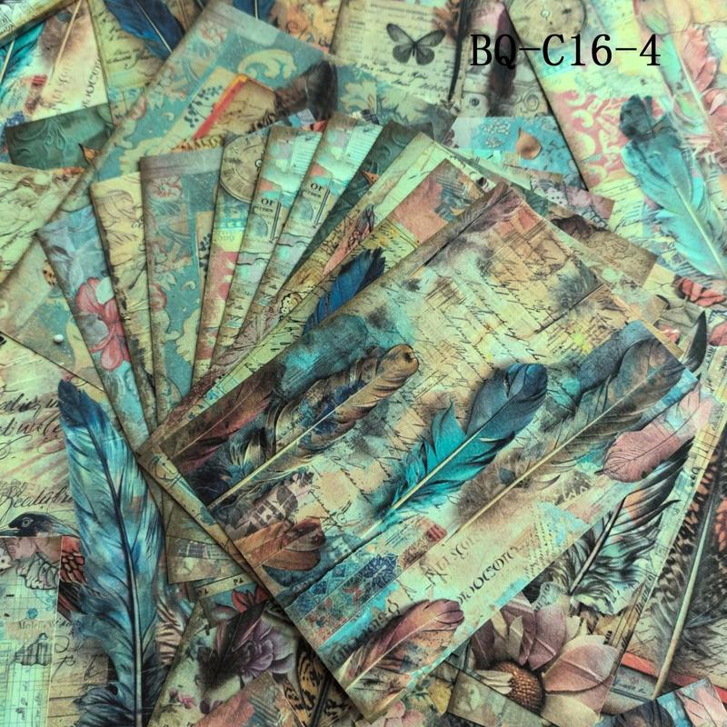 Vintage Feather Design Paper Sheets, 30 Sheets Scrapbooking & Stamping Decorative Paper Materials, DIY Decorative Supplies