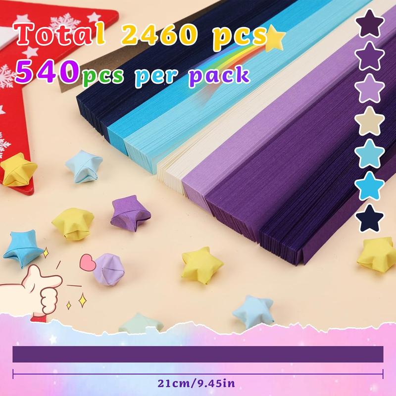 2160 Sheets Star Origami Paper Purple Solid Color Gradient Color Star Paper Strip Double Sided Origami Stars Paper Solid Color Lucky Star Decoration Paper Strips DIY Hand Art Crafts