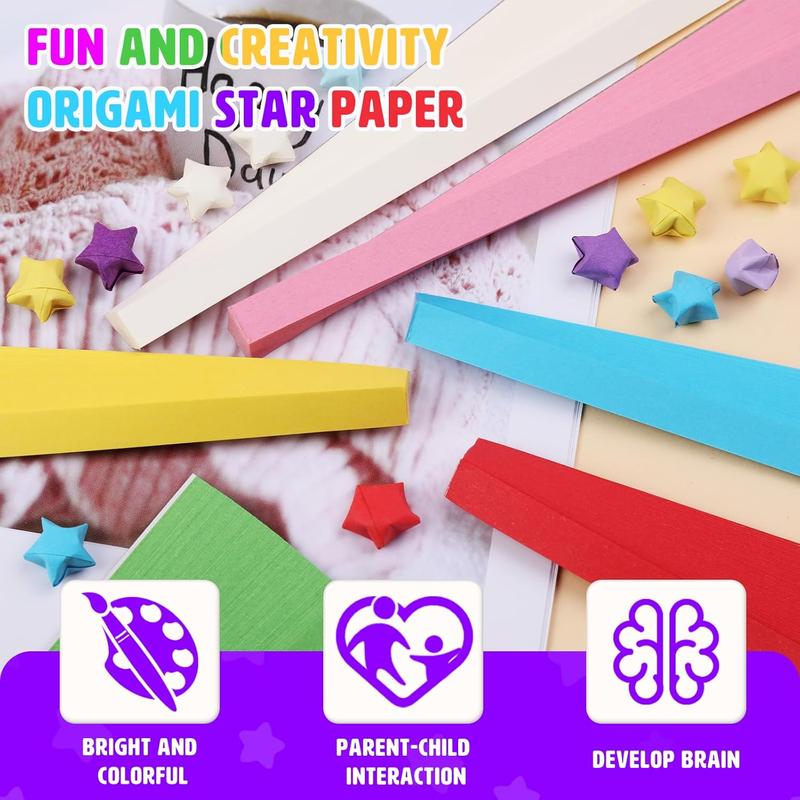 2160 Sheets Star Origami Paper Purple Solid Color Gradient Color Star Paper Strip Double Sided Origami Stars Paper Solid Color Lucky Star Decoration Paper Strips DIY Hand Art Crafts