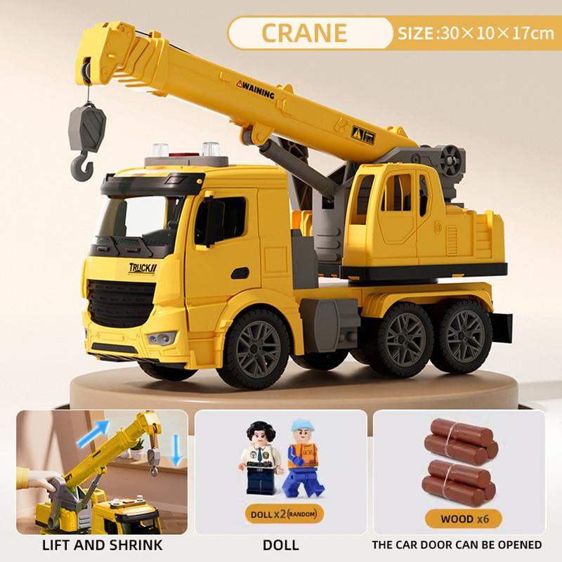 Toys for 3 year old boys and girls kids, construction toy crane truck lights and sounds. Big trailer toy truck with hooks for kids  yellow