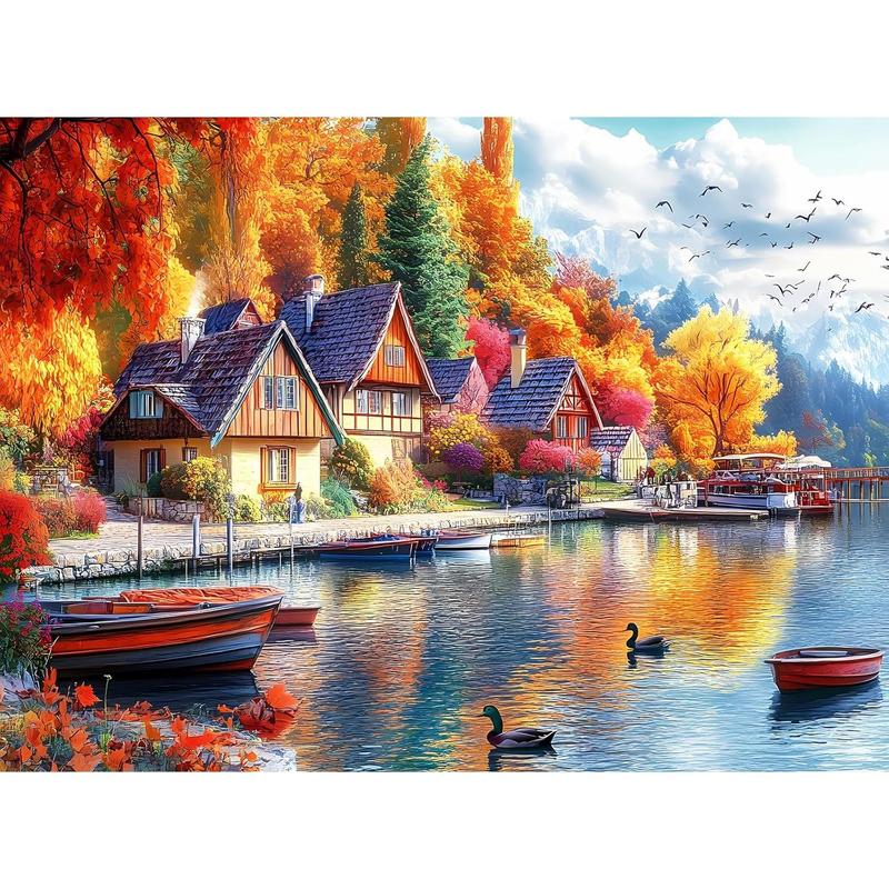 300 Pieces Puzzle for Adults, Fall Puzzle, Autumn lochs Puzzle, Funny Puzzle for Adults, Challenging Game Home Decor Birthday Party Gift Toy for Adults Kids Seniors 20.5×15 inch