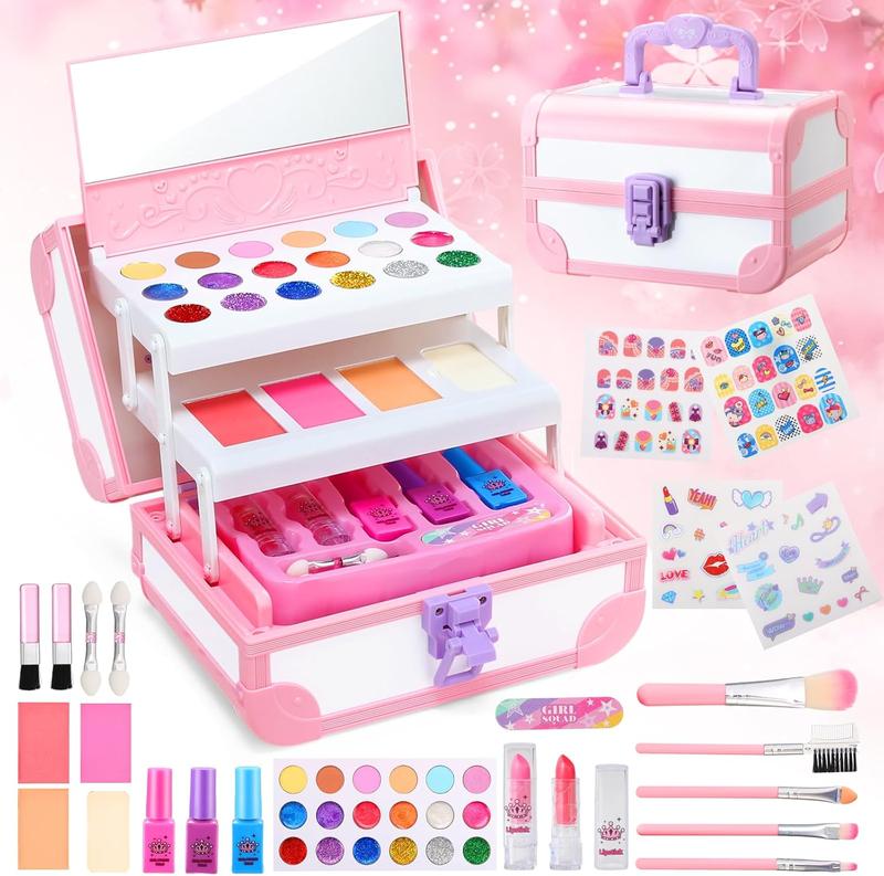 Christmas Kids Makeup Kit for Girl-Kids Makeup Kit Toys for Girls, Play Real Makeup Girls Toys, Washable Make Up for Little Girls