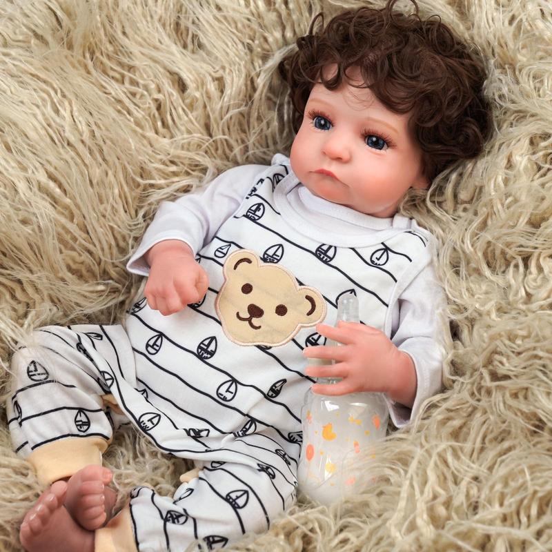 BABESIDE Reborn Baby Dolls, 22 inch Lifelike Newborn Baby Doll Boy with Realistic Veins, Lifelike Handmade Reborn Doll, Advanced Painted Gift Set for Kids Age 3+