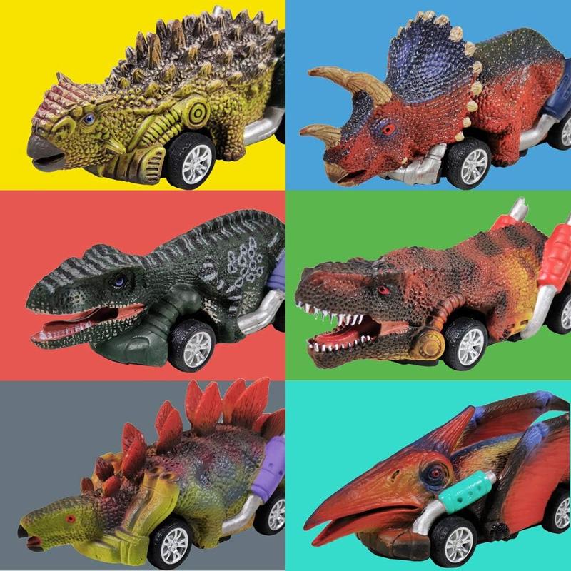 Dinosaur Toy Pull Back Cars,6 Pack Dino Toys for 3 Year Old Boys Girls and Toddlers,Boy Toys Age 3,4,5 and Up,Pull Back Toy Cars,Dinosaur Games with T-Rex