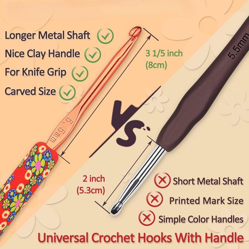 Warm Crochet Hooks for Grandmother, Art Aluminum Soft Grip Crochet Needles for Crocheting, Knitting Hook for Crochet Yarn Craft - Premium Knitting & Crochet Supplies