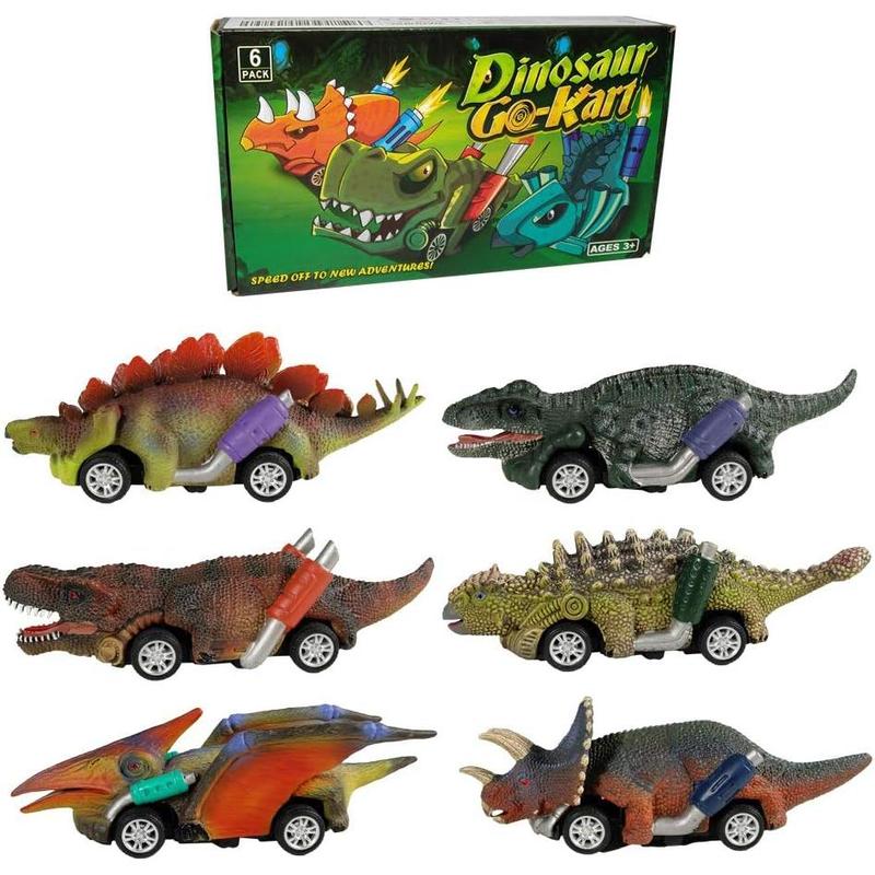 Dinosaur Toy Pull Back Cars,6 Pack Dino Toys for 3 Year Old Boys Girls and Toddlers,Boy Toys Age 3,4,5 and Up,Pull Back Toy Cars,Dinosaur Games with T-Rex