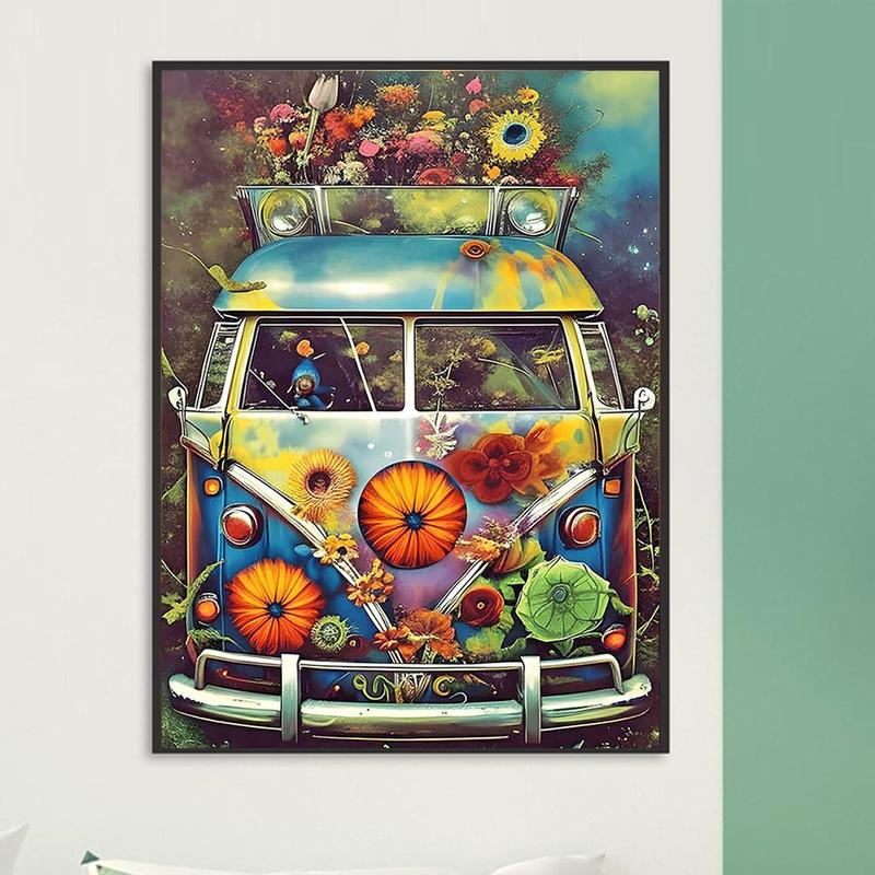 Car Pattern DIY Diamond Arts Colorful Painting Without Frame, DIY 5D Diamond Arts Colorful Painting Kit, Wall Art Decor