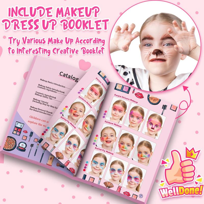 58 Pcs Kids Makeup Kit for Girl, Princess Toys Real Washable Cosmetic Set , Kids Makeup Sets for Girls, Play Make Up Christmas Gifts