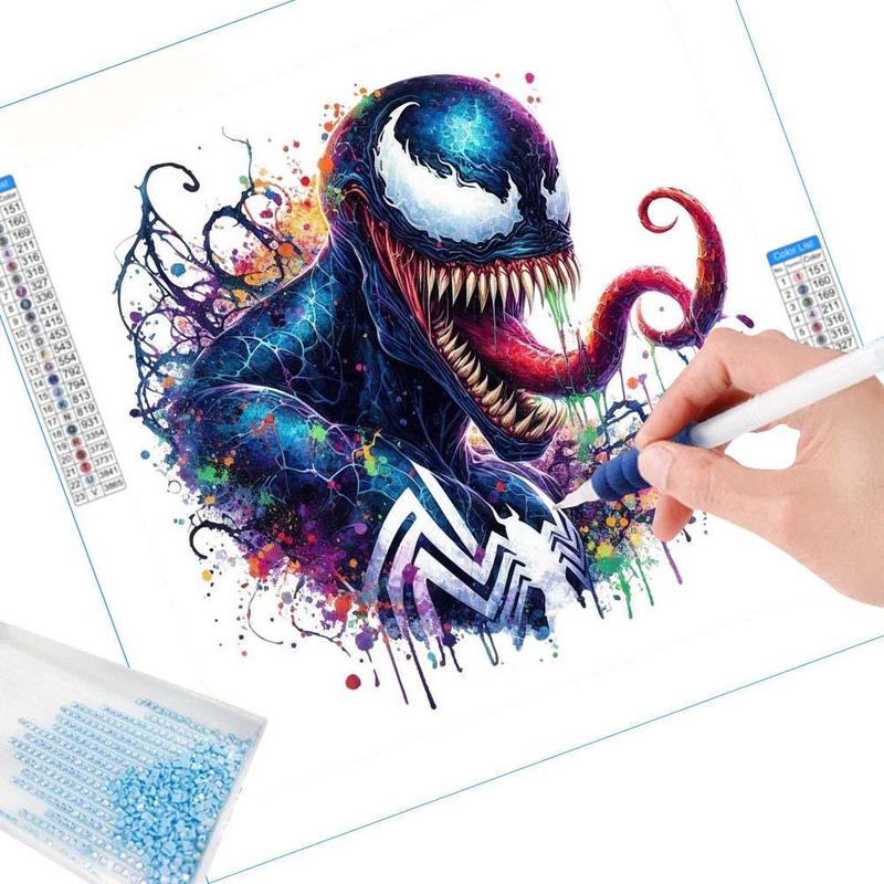 Venom Pattern DIY Diamond Arts Colorful Painting Kit without Frame, 5D Round Diamond Arts Colorful Painting Kit, Wall Art Decor for Home