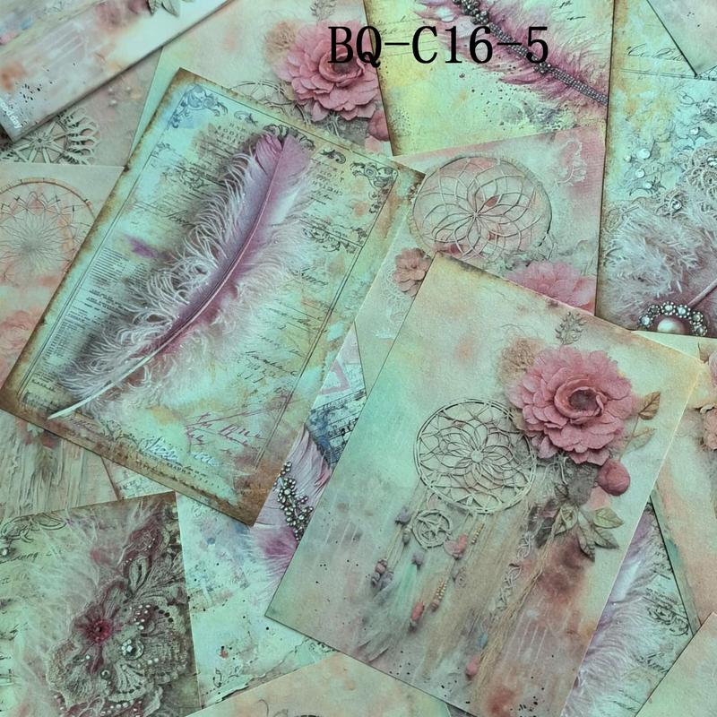 Vintage Feather Design Paper Sheets, 30 Sheets Scrapbooking & Stamping Decorative Paper Materials, DIY Decorative Supplies