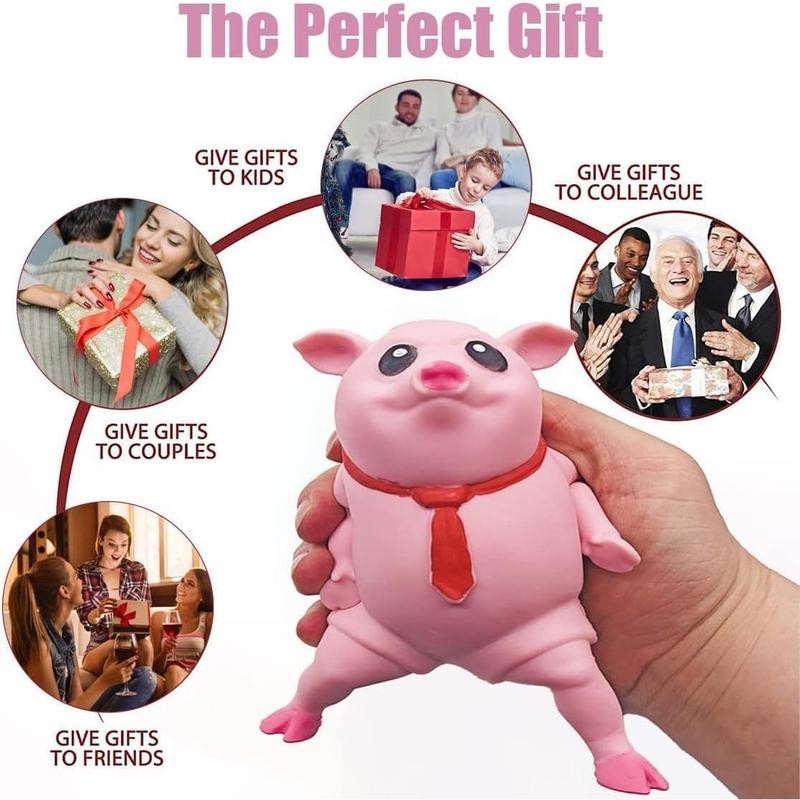 Stretchy Glue-Sand Filled Rubber Pig, Latex Piglet Soft Decompression Doll Toy, Animal High-Elastic Stretchable Decompression, Decompression Toy for Adults and ren (Pig-S)