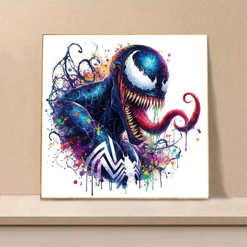 Venom Pattern DIY Diamond Arts Colorful Painting Kit without Frame, 5D Round Diamond Arts Colorful Painting Kit, Wall Art Decor for Home