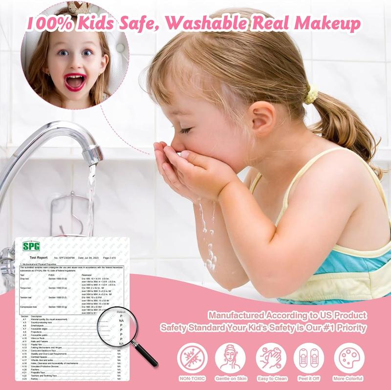 Christmas Kids Makeup Kit for Girl-Kids Makeup Kit Toys for Girls, Play Real Makeup Girls Toys, Washable Make Up for Little Girls