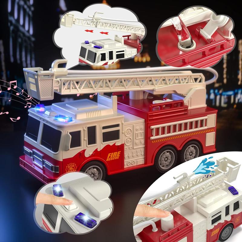 4 Pack Emergency Vehicles, Helicopter, Police Car, Fire Truck, Ambulance Friction Powered Toys