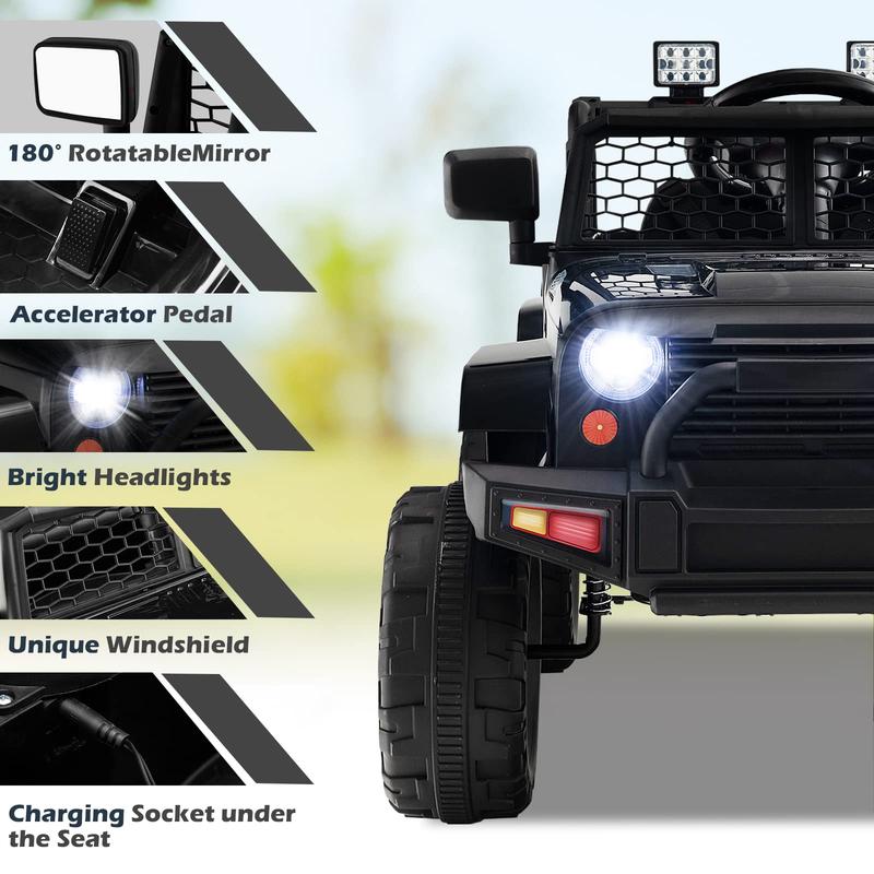 [LiveOnly] Costzon One Seat 12V Battery Powered Truck Vehicle with Remote Control, Spring Suspension, Headlights, Music, Horn, MP3, USB & Aux Port