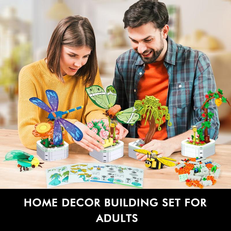 HOGOKIDS Insect Collection Building Set - 4 Packs Bug Building Toys, 830PCS