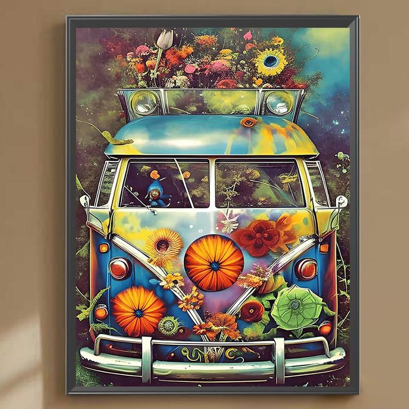 Car Pattern DIY Diamond Arts Colorful Painting Without Frame, DIY 5D Diamond Arts Colorful Painting Kit, Wall Art Decor