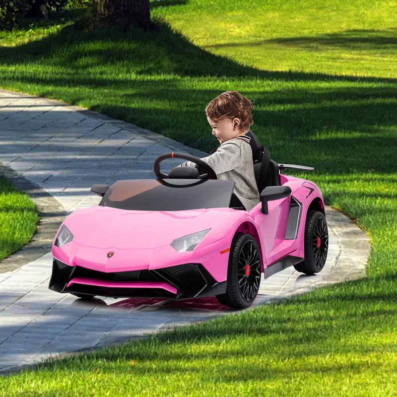 NEECHIPRO 12V Lamborghini Aventador Electric Car for Kids with Remote Control, Battery Powered Kids Electric Vehicles w  Suspension System, LED Light