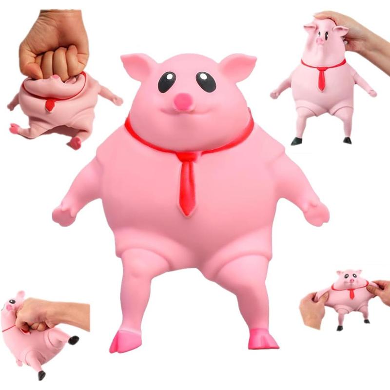 Stretchy Glue-Sand Filled Rubber Pig, Latex Piglet Soft Decompression Doll Toy, Animal High-Elastic Stretchable Decompression, Decompression Toy for Adults and ren (Pig-S)