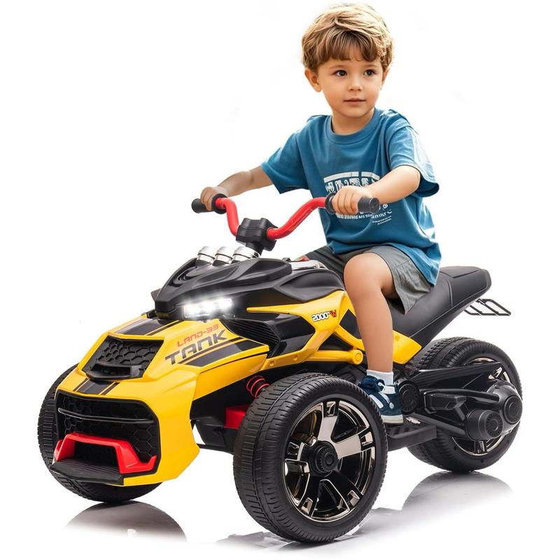 24V Kids Ride On ATV, 3 Wheeler Electric Vehicle, Battery Powered Ride on motor-cycle for Boys Girls with LED Lights, Music, High Low Speed, Soft Start,without Remote Control,Birthday Christmas Gift For Child,Red