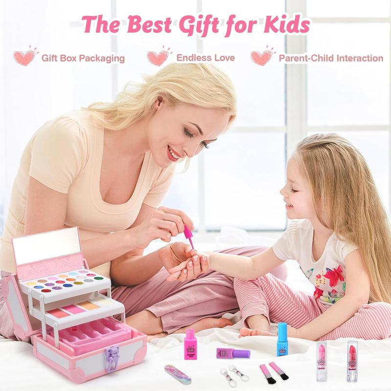 Christmas Kids Makeup Kit for Girl-Kids Makeup Kit Toys for Girls, Play Real Makeup Girls Toys, Washable Make Up for Little Girls